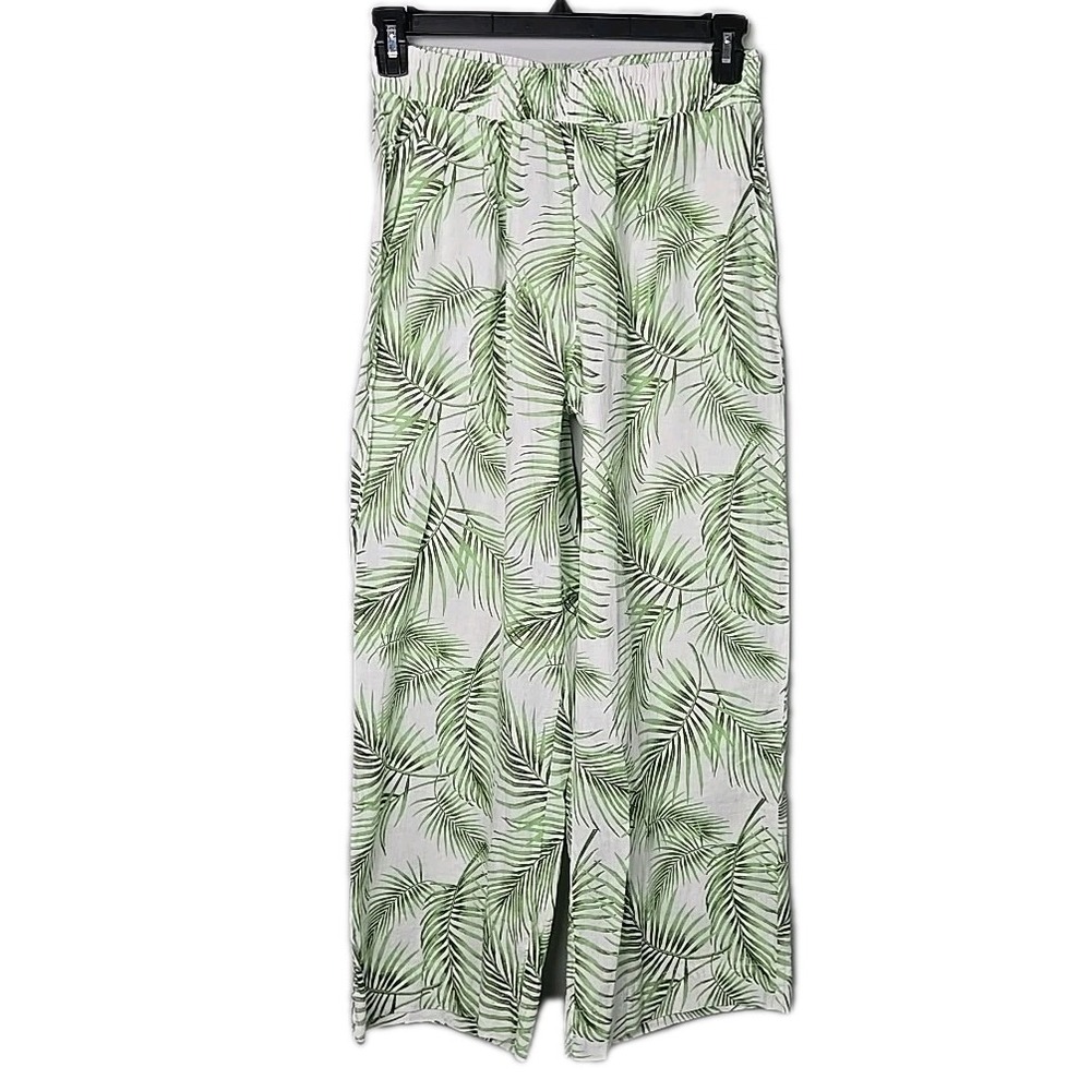 Panama Jack Tropical Print Linen Rayon Wide Leg Pull-On Casual Pants Small S